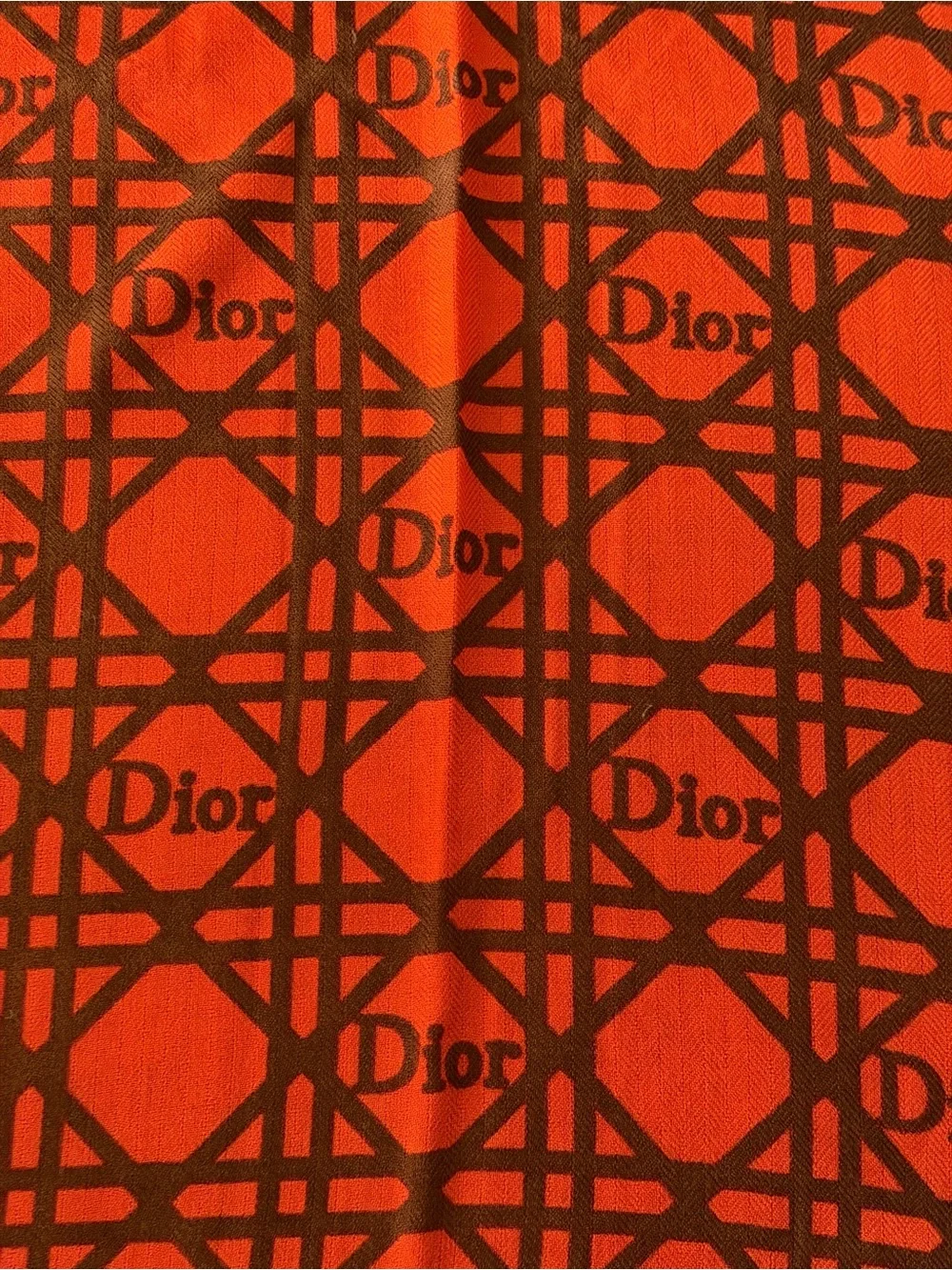 Dior Orange and Brown Logo Pattern Wool/Silk/Cashmere blend Scarf.